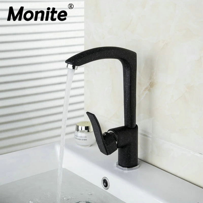 Monite Tall Black Painting White Spot Kitchen1 вращающийся на 360 ручках Одноцветный латунный