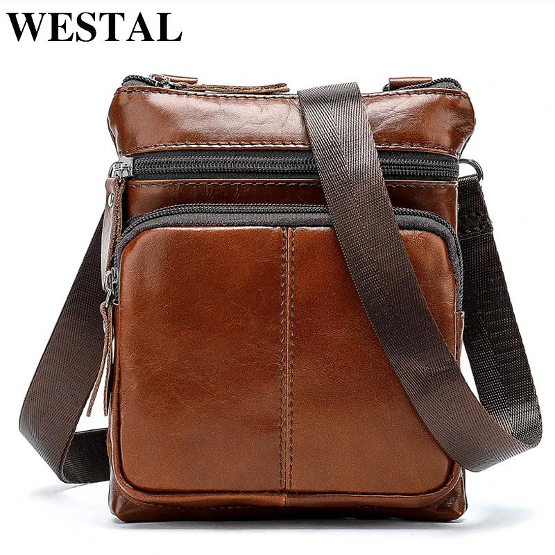 WESTAL Small Messenger Bags Men Women Bag Genuine Leather Designer Crossbody Bag Shoulder ...