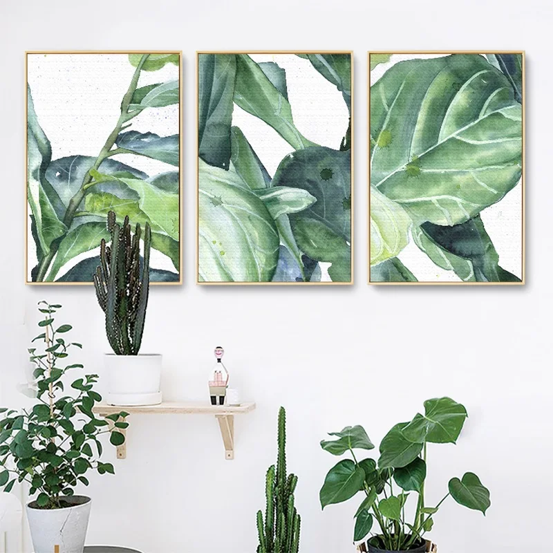 

Nordic Small Fresh Ink Banana Leaf Painting Modern Home Decoration Wall Art Pictures for Living Room Framed Canvas Poster