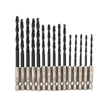 15pcs Twist Drill Bits Set HSS Quick-change Hex Shank ferramentas drill for Woodworking outillage  Nitrogen treatment