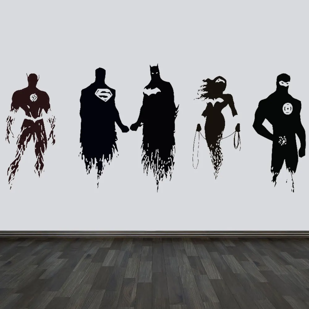 

Movie Justice League Batman Superman Hero Wall Art Comic Vinyl Detachable Home Decor Cartoon Home Decor Wall Sticker U829