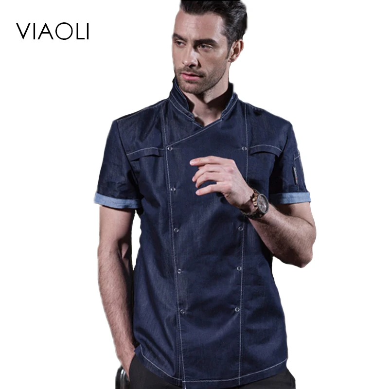 

High Quality Chef Uniforms Clothing Short Sleeve Men Food Services Cooking Clothes Big Size Uniform Jackets Overalls Hotel 020