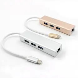 Тип usb C до RJ45 Gigabit Ntewokr адаптер Тип кабеля-C на USB 3,0 с 3 x концентратора Алюминий сплав внешний 3,0 Netwoke карты