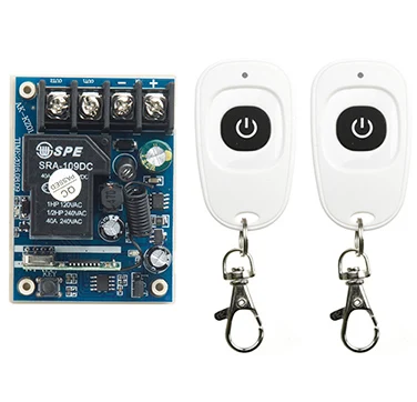 

New DC12V 24V 36V 48V 1CH Wireless Remote Control Switch System Receiver & 2pcs one-button waterproof Remote 315mhz/433mhz