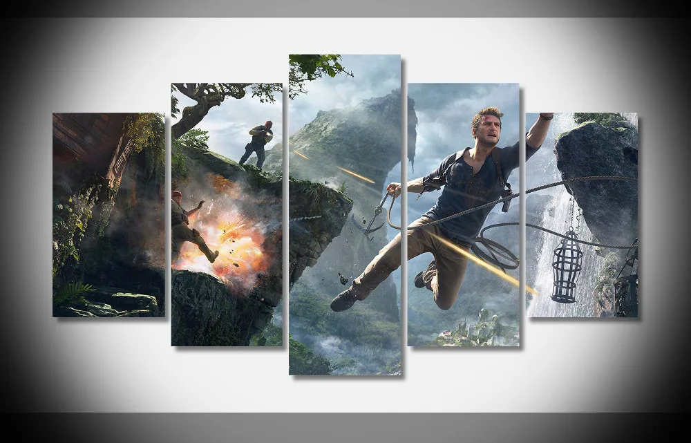 

6880 Uncharted 4 A Thiefs End Game Jump WallpapersByte poster Framed Gallery wrap art print home wall decor wall picture Alread