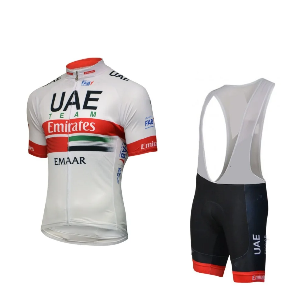 

2019 Pro team uae white cycling jersey set Bicycle maillot MTB Racing ropa Ciclismo Short sleeve summer bike clothing GEL pad