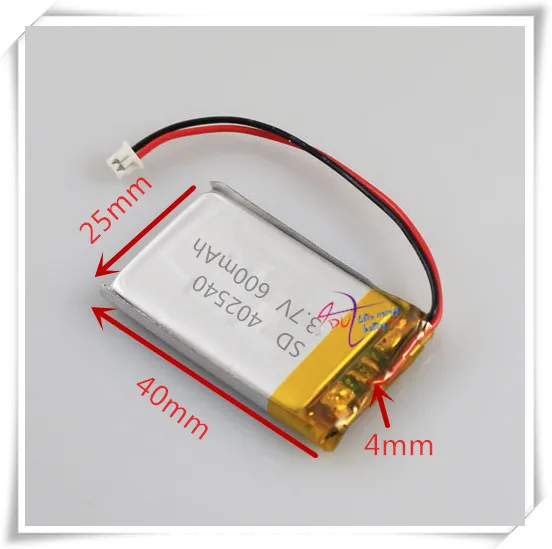 

XHR-2P 2.54 402540 3.7V 600MAH Lithium Polymer Li-Po li ion Rechargeable Battery cells For Mp3 MP4 MP5 GPS mobile bluetooth