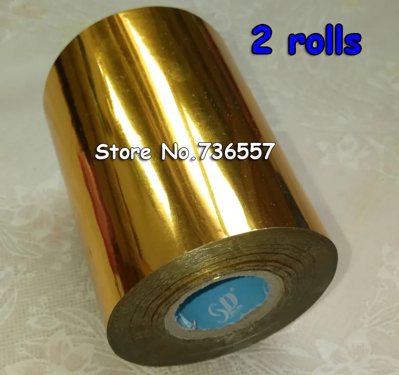 

2 Rolls golden Hot Foil Stamping Paper Heat Transfer Anodized Gilded Paper Gold Foil Paper Roll