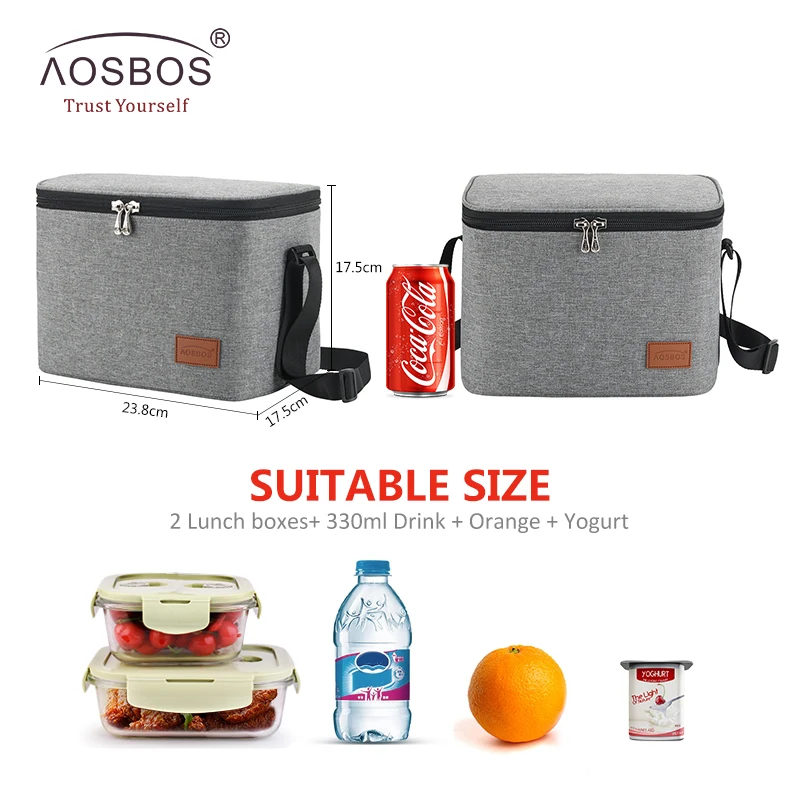 Aosbos Fashion Portable Thermal Lunch Bags for Women Kids Men Multifunction Food Picnic Cooler Box Insulated Tote Bag Storage