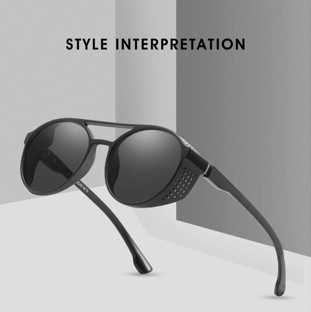 

Retro punk Sunglasses Men Women Round Designer Shields Sunglasses UV400 HD Lenses Sun Glasses Windproof driving goggles FML