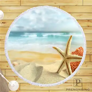 

Custom DIY Customized Microfiber Fabric Sea_Love_Sand_Beach_ Round Beach Blanket Towel Printed on Demand 150cm #19-01-28-1-32