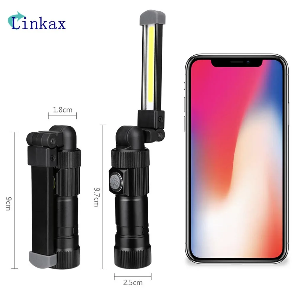 

COB Flashlight Torch 5 Modes USB Rechargeable LED Work Light Magnetic COB Lanterna Hanging Pen Lamp For Outdoor Camping