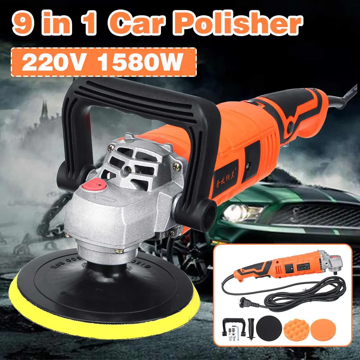 

Car Polisher 1580W Variable Speed 3300rpm Car Paint Care Tool Polishing Machine Sander 220V 7Gear Speed Electric Floor Polisher