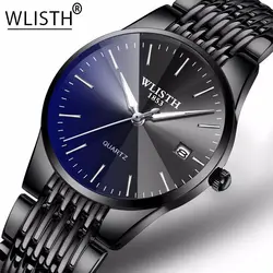 Wlisth лучший бренд класса люкс мужские водонепроницаемые часы Бизнес часы Мужские кварцевые ультра-тонкие ручные часы мужские часы Relogio Masculino
