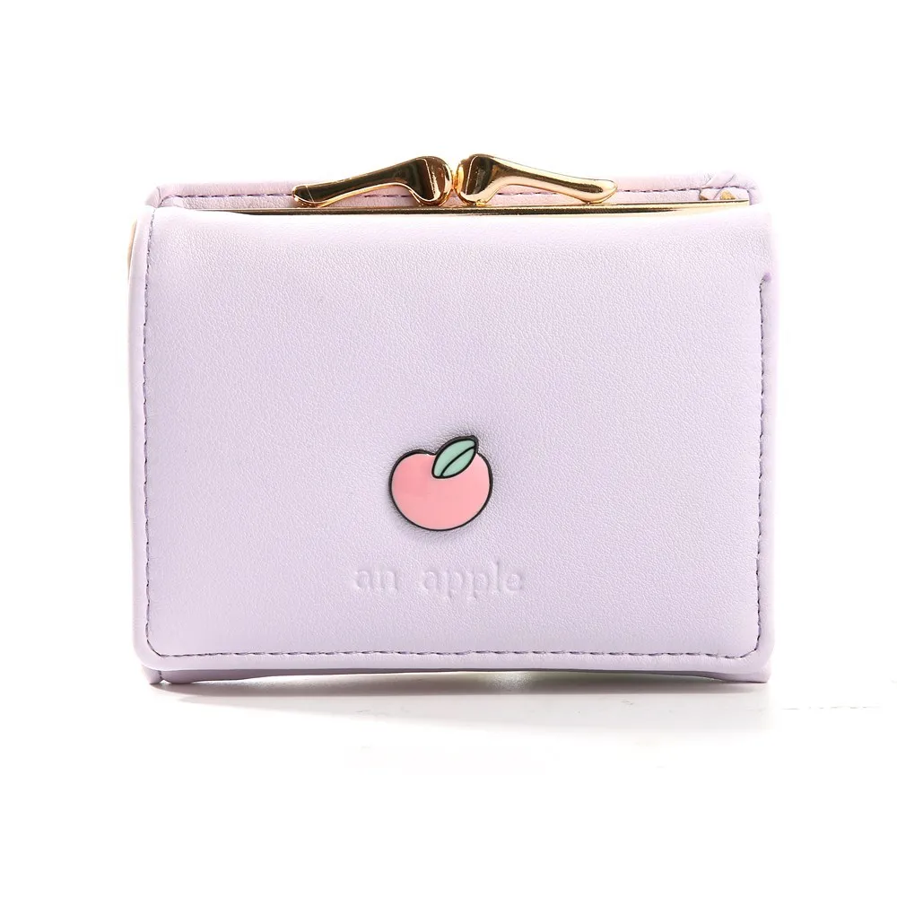 

Women Cute Fruit Wallets Korea Style Designer Leather Ladies Short Summer Mini Wallets Teenage Girls Coin Purse Card Holder