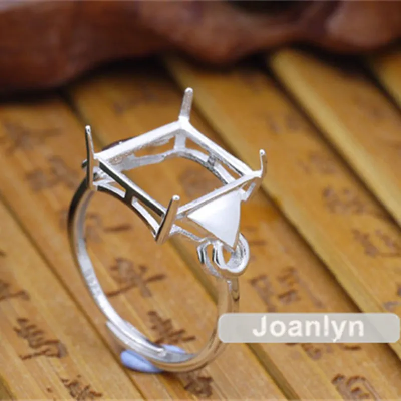 

Joanlyn Ring Base for 10x12mm Rectangle Cabochons or Faceted Gemstones 925 Silver Adjustable Band Ring Blank JZ354