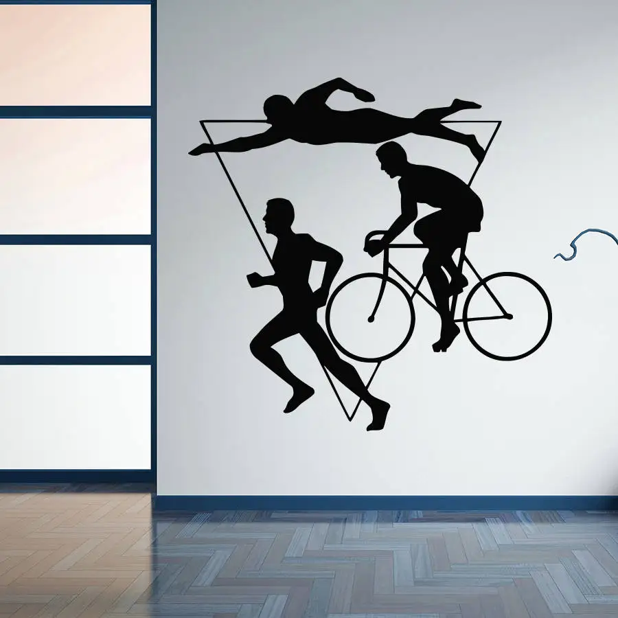 Home-Decor-Sport-Triathlon-Vinyl-Wall-Sticker-Multiple-Stage-Athletic