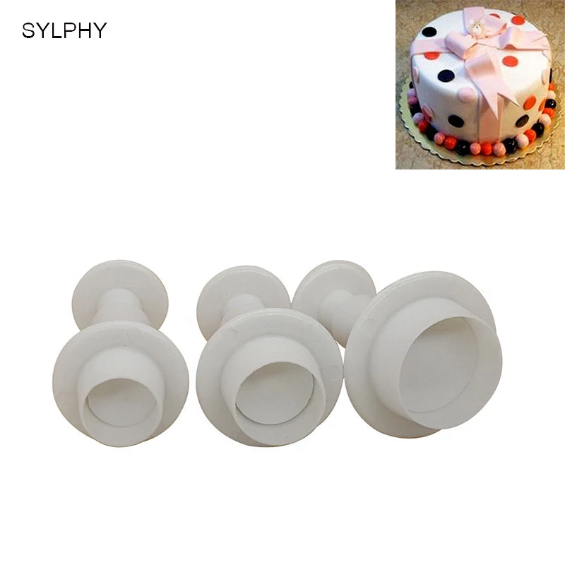 

3 pcs/set Plastic Round Plunger Mould Confectionery Tool Cookie Cutter Mold Pastry Baking Tools for Cake Fondant