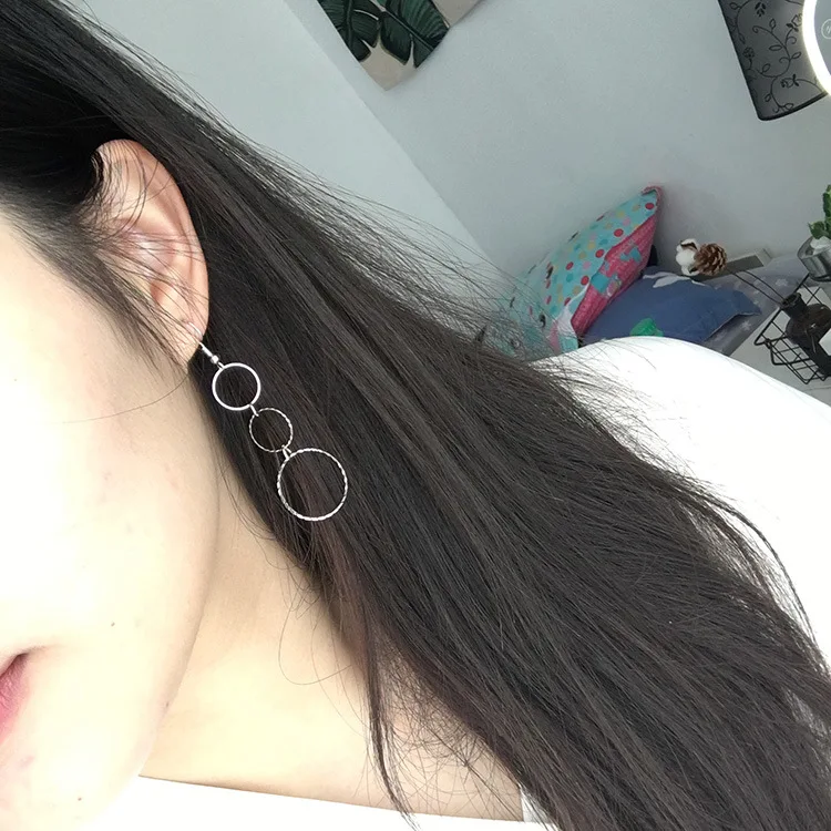 

Geometric Tandem Size Circle Irregular Fashion Tassel Earrings, Gold Multi-circle Earrings Statement Long Earrings Free Shipping