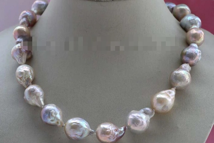 

Natural 22mm Multicolor Baroque Edison Reborn Keshi Pearl necklace 14KGP #f2424! (A0501)