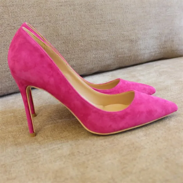 $US $65.00 Free shipping fashion women Pumps Fuchsia suede real leather Pointy toe high heels shoes size33-43 