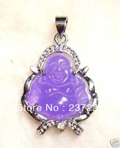 

Wholesale price FREE SHIPPING ^^^^5pcs Antique Lucky Smile Buddha Carving Purple stone Silver Women Men Pendant Necklace