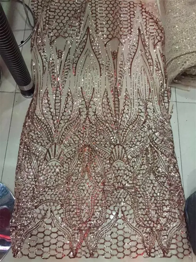 

9 видов цветов шампанского блёстки ткань 2017 Мода Африканский тюль кружева ткань с полным блёстками 5 ярдов Высокое качество кружева ткани продаж