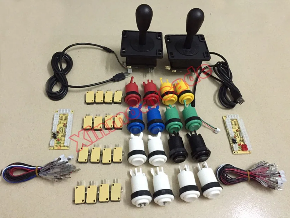 

Arcade DIY KIT For Jamma MAME 2 players : 2 zero delay USB Encoders +16 HAPP Style push Buttons +2 HAPP style Joysticks