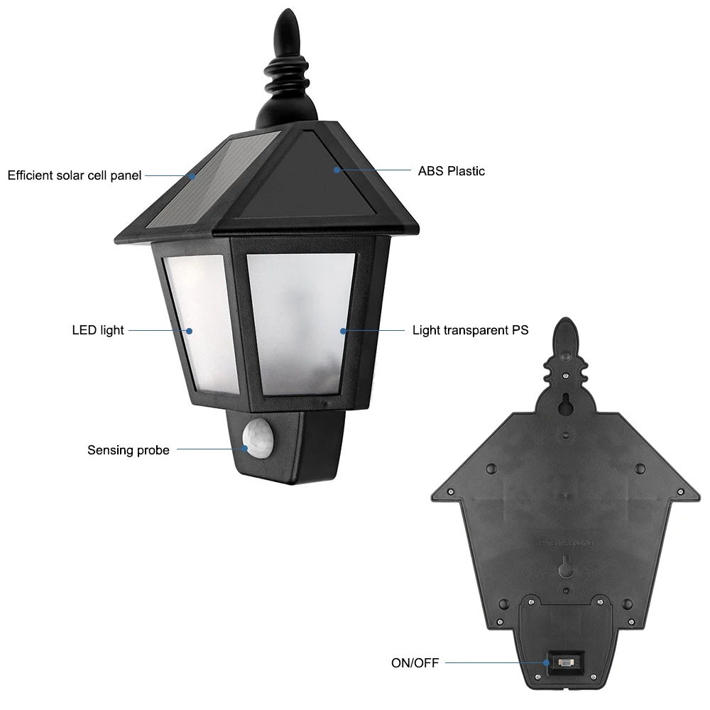 DONWEI Открытый водонепроницаемый светодиодный светильник на солнечной батарее настенный светильник датчик движения Ночной авто без/выключения шестигранные светильники для сада и балкона