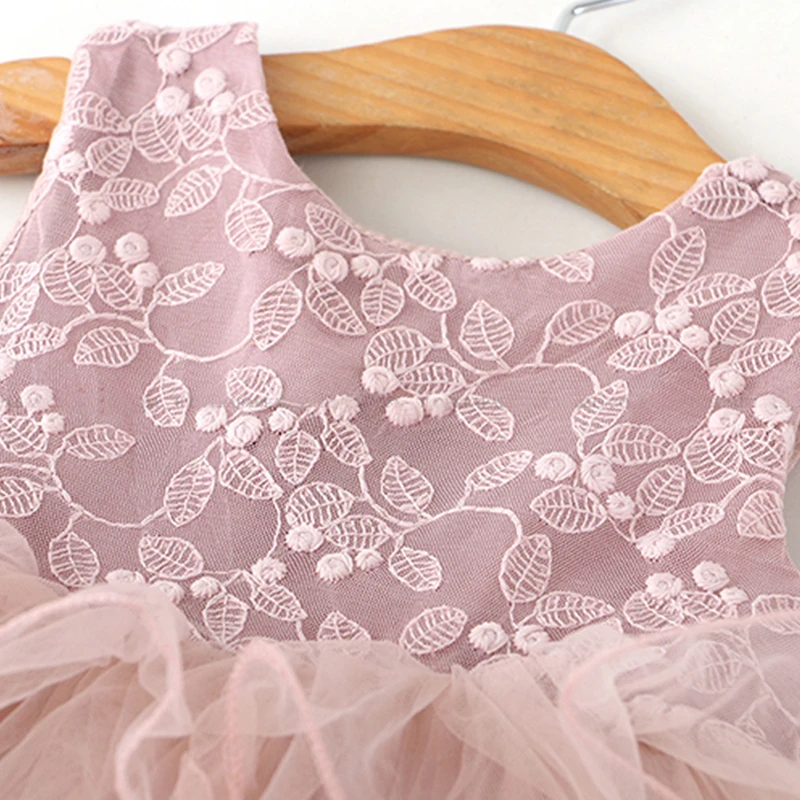 Girl's Cute O-Neck Multi Style Sleeveless Tulle Dress Style