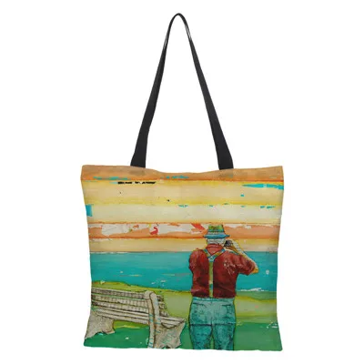 Краудейл двухсторонняя Раскрашенная сумка женская большая льняной мешок для покупок сумка женская сумка на плечо из ткани 43 см* 43 см - Цвет: 04