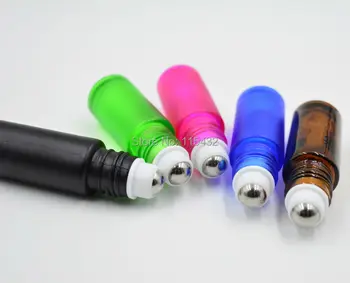 

5ml 1/6OZ Thick Roll on Glass bottle Amber/Pink/Green/Black/Blue Essential Oils Bottle + Metal Roller Ball 800pcs/lot