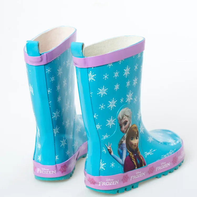 disney Снежная принцесса непромокаемые сапоги для девочек нескользящая обувь с изображением Анны и Эльзы для малышей обувь для дождливой погоды детская одежда галоши