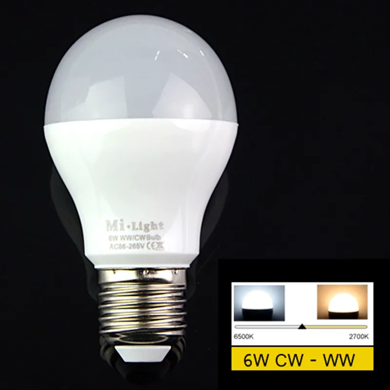 

Auto Smart Bulb E27 Mi Light LED Lamp 6W Dimmable Temperature Lighting Ampolletas Led Bulb With Remote Control Dimmer Led Lights