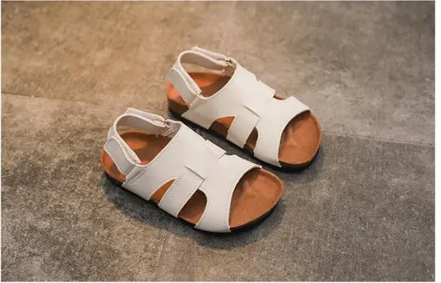 2019 новые детские сандалии лето для мальчиков пробковые сандалии Нескользящие мягкие кожаные пляжные туфли для девочек детские уличные