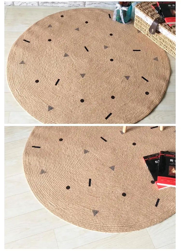 Ручная работа джутовый круглый ковер современный простой дверной круглый коврик американский кантри натуральный джутовый ковер