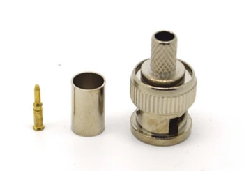 

HJT BNC male crimp plug for RG59 coaxial cable RG59 BNC Connector BNC male 3-piece crimp connector plugs AC23 Freeshipping