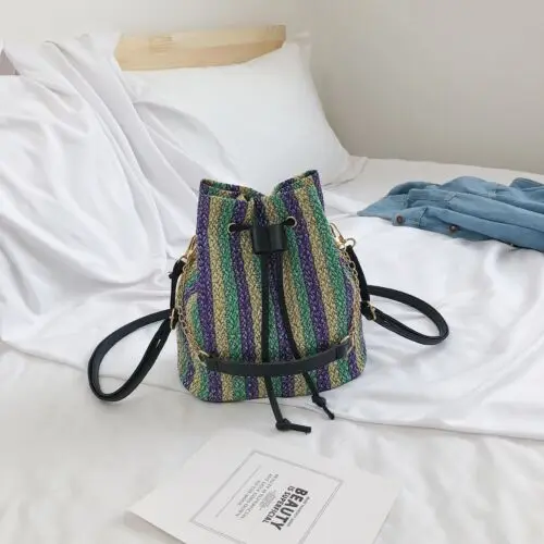 US Summer Women Bohemia Rattan Handbag Straw Knitted Messenger Backpack US Summer Women Bohemia Rattan Handbag Straw Knitted Messenger Backpack