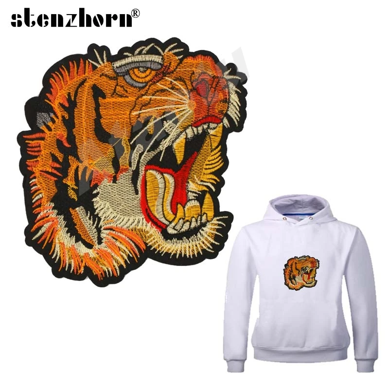 

Fashion style patches embroidered Cowboy sew on back tiger patches for clothing jeans