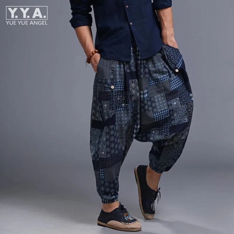 XL0014 New arrival Samurai pants elastic waistband Handmade pants unisex Yoga Harem Pants men/'s fashion