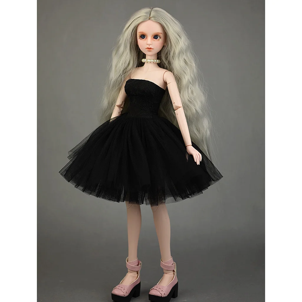 Elegant Garments Tube Top Dress Wedding Gown Outfits  Wedding Dress for 1/4 BJD Girl Dolls Dress Up (Black)