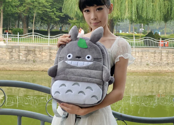 

Children Girl's Backpack , 30*25CM Approx. Fits 4-10 Years Kawaii Green Leaf CAT Plush Children Backpack Shoulder Pack BAG
