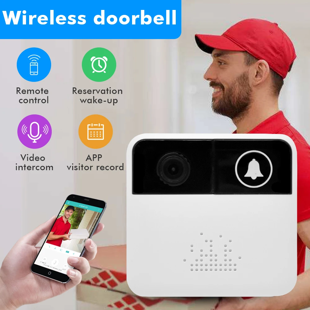 Wistino HD 720P WiFi Doorbell Camera Wireless Video Camera Night Vision Two-Way Audio Intercom Recorder Door Bell APP Remote Control  (1)