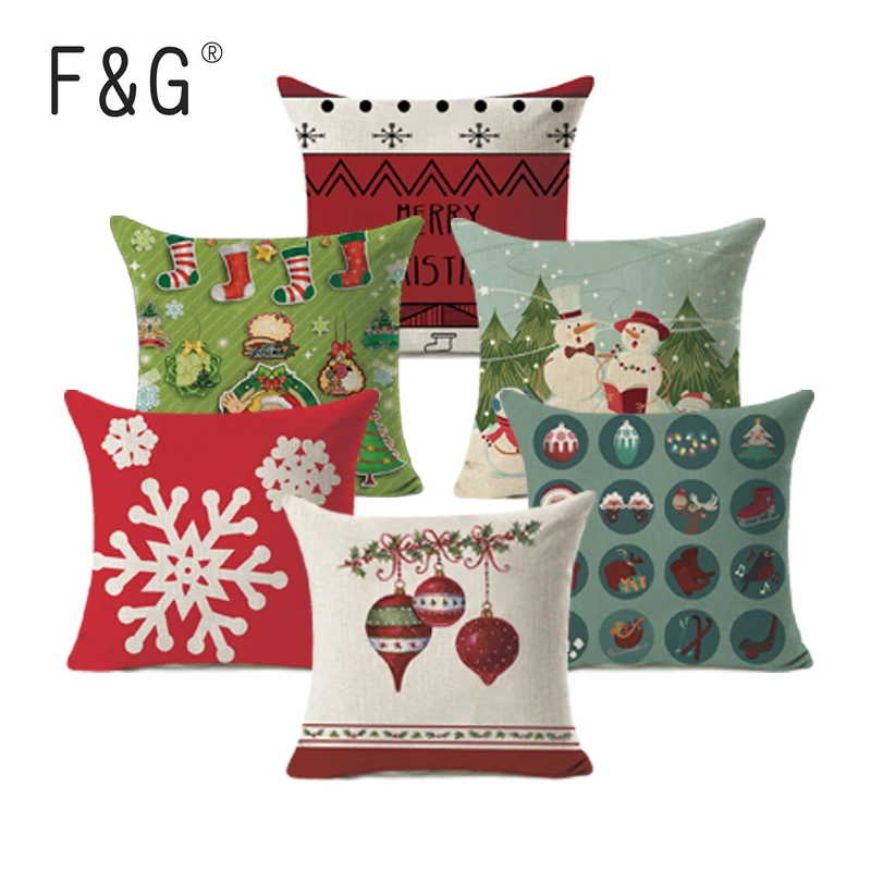 Christmas Gifts Flower Pattern Cotton Linen Throw Pillow Cushion Cover Car Home Sofa Decorative Pillowcase | Дом и сад