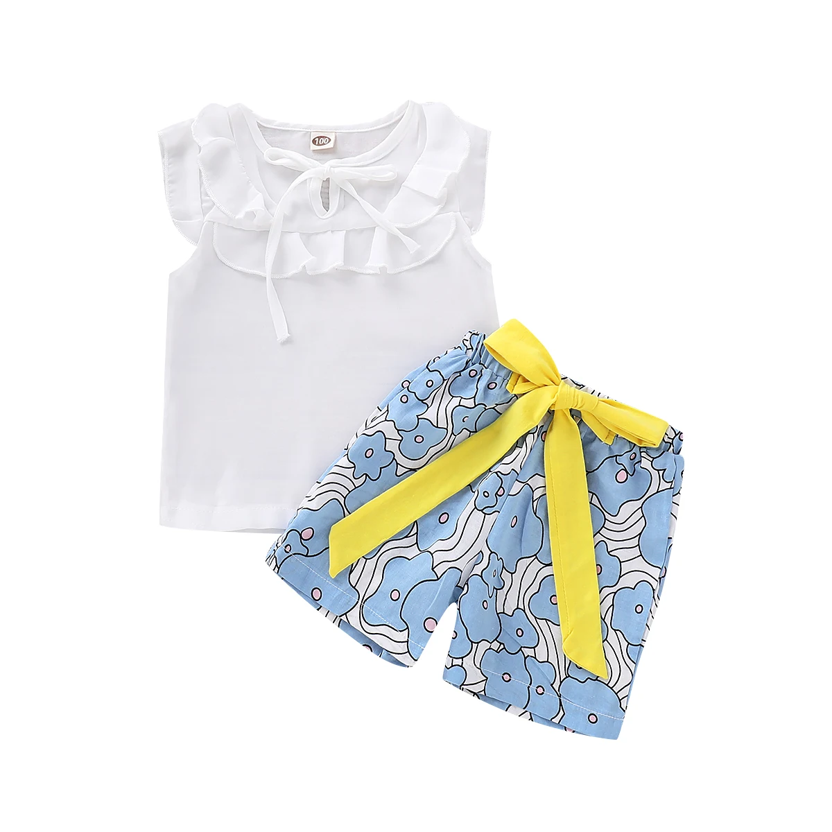 

Toddlers Kids Baby Girls Summer T shirt Sleeveless Chiffon Tops Floral Short Pants Outfits Clothes Sets 2019