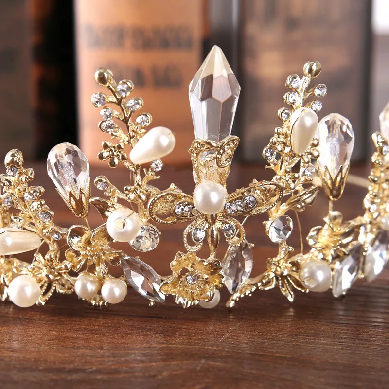 Женская Корона невесты с искусственным жемчугом и кристаллами|jewelry hair accessories|wedding