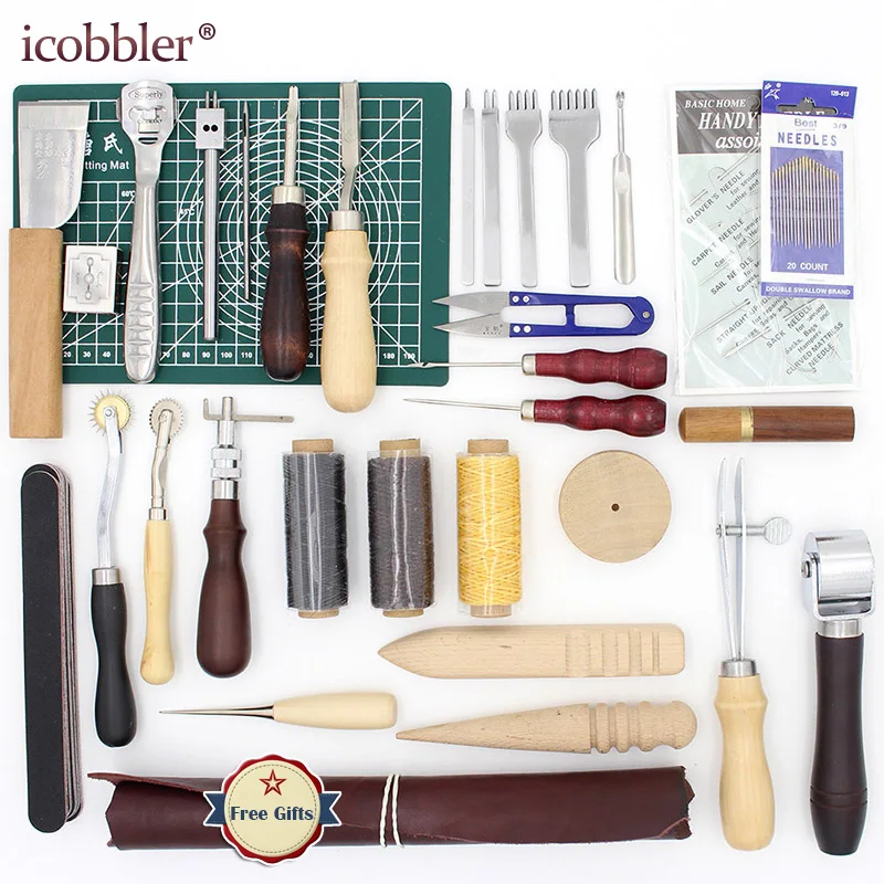 32 Pcs/Lot Leathercraft Tools for Working Hand Tool Set Edge Beveler