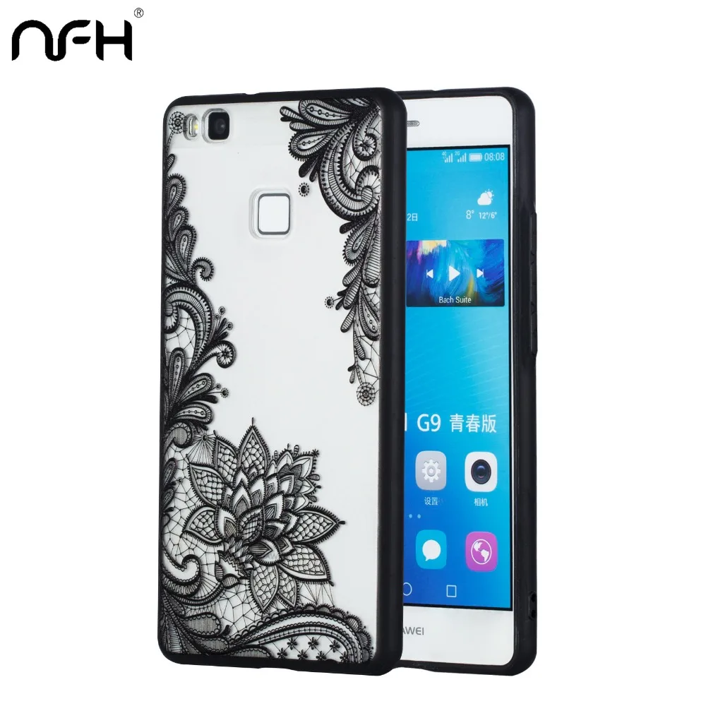 

NFH 3D Emboss Lace Cases For Huawei On Honor 9 10 8 lite 6X 7A Y9 Y7 Prime 2018 P20 P10 P9 P8 lite 2017 Hard PC Cover Case