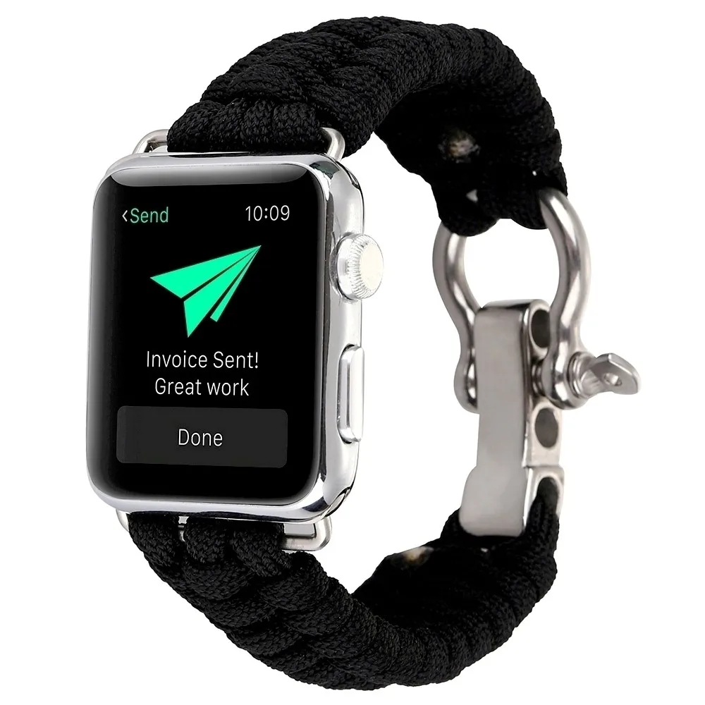 

Nylon Metal Bracelet For iWatch 42mm 38mm Nylon Rope Survival Bracelet Watch Band for Apple Watch Series 1 2 3 iwo 2 3 4 5