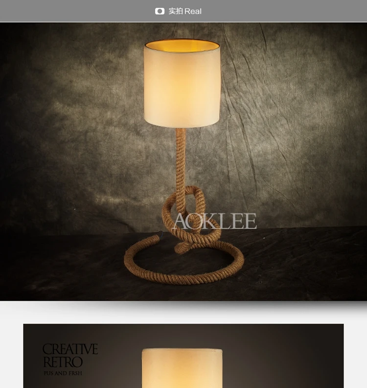 Ретро лампа для лофта творческой личности модная американская, конопляная, в стиле кантри Искусство гостиная спальня прикроватная лампа GY217